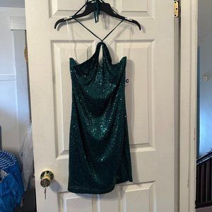 Juniors' SO Brand Green Sequined Halter Mini-dress Size Large (NWT)